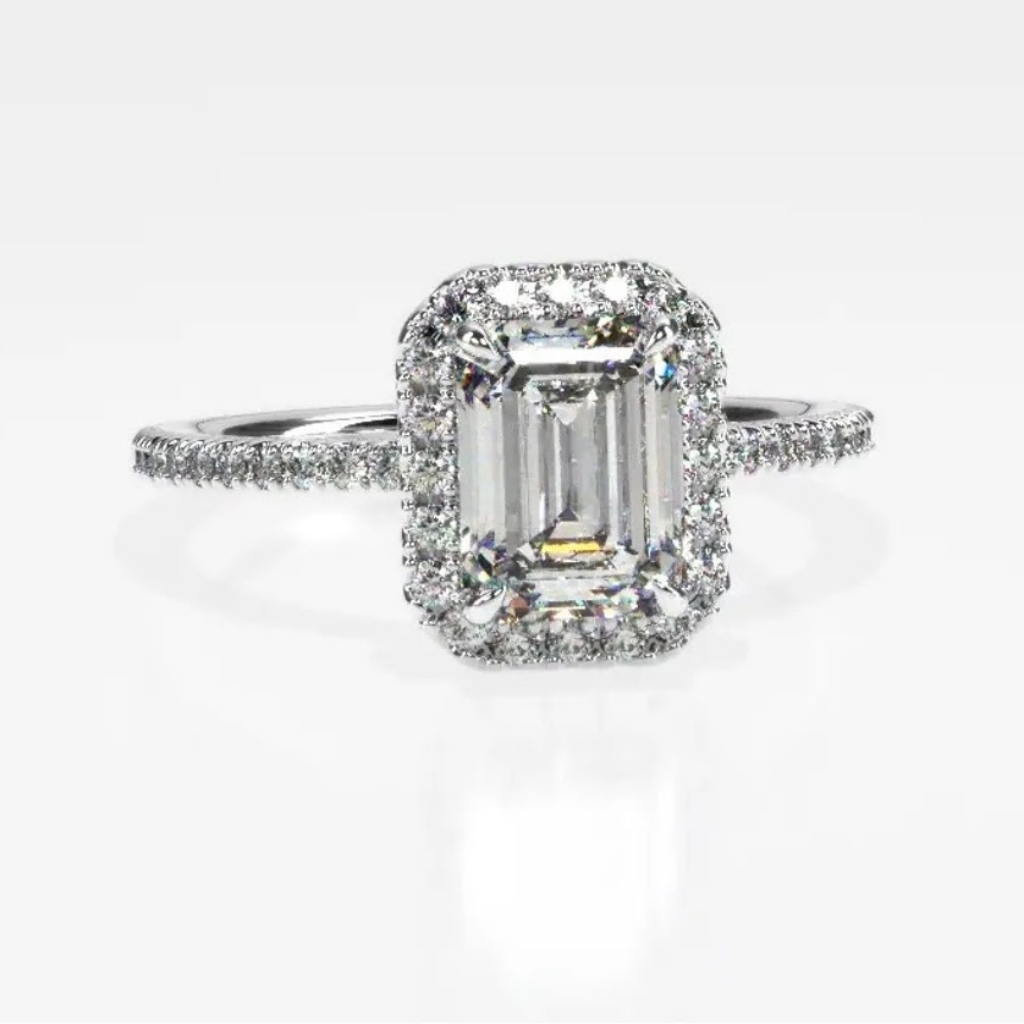 Brilliant Earth 18k White Gold Luxe Ballad Halo Lab Diamond Ring
